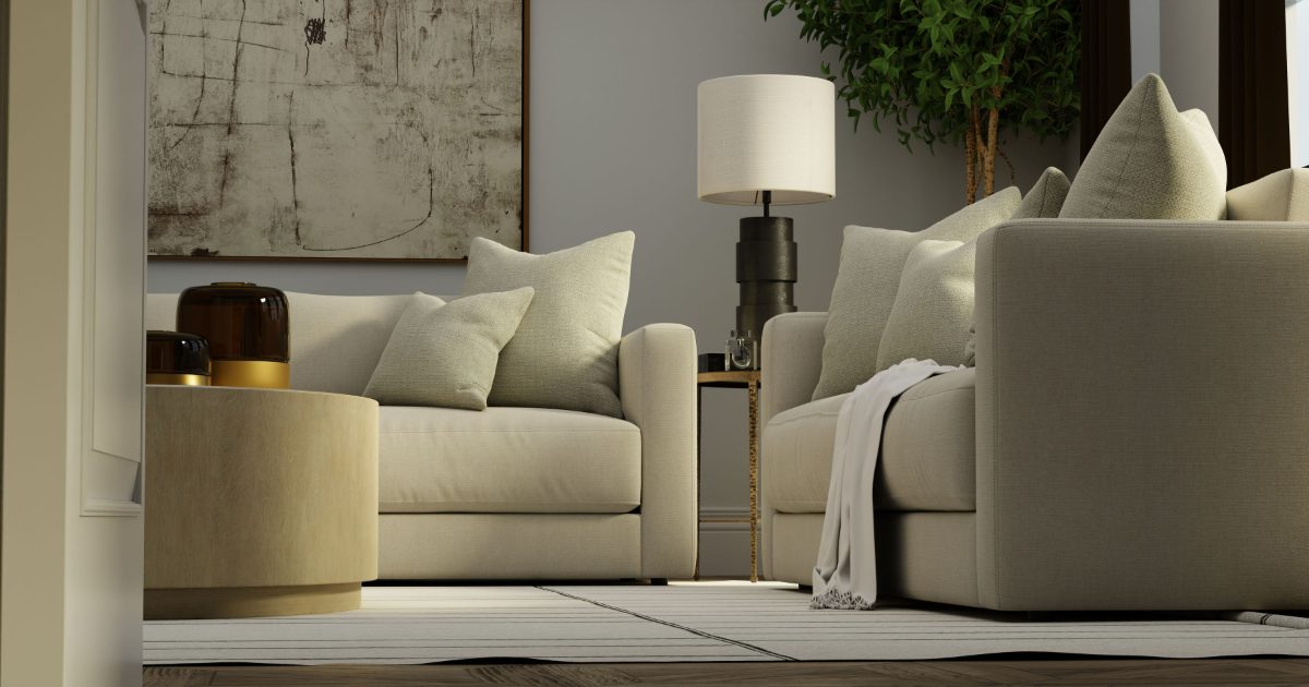 Living room cream sofa
