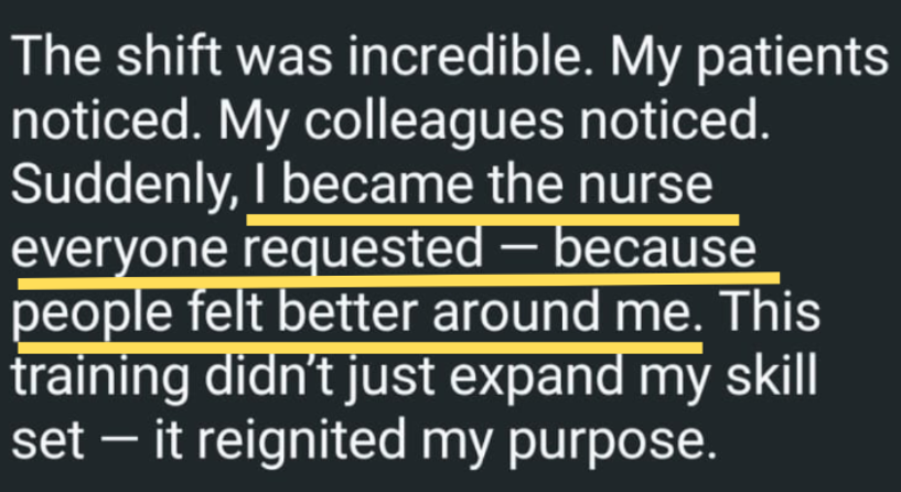 Nurse testimonial: I became the nurse everyone requested
