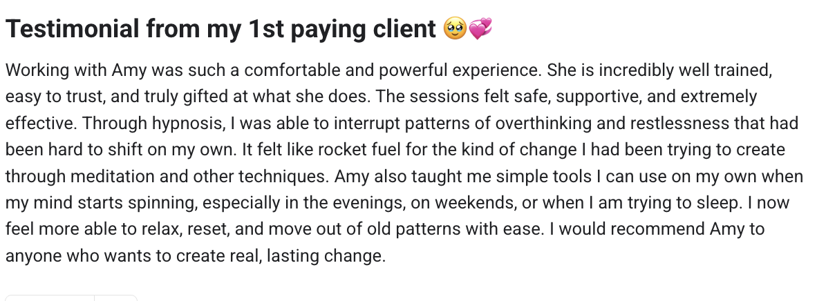 Client testimonial