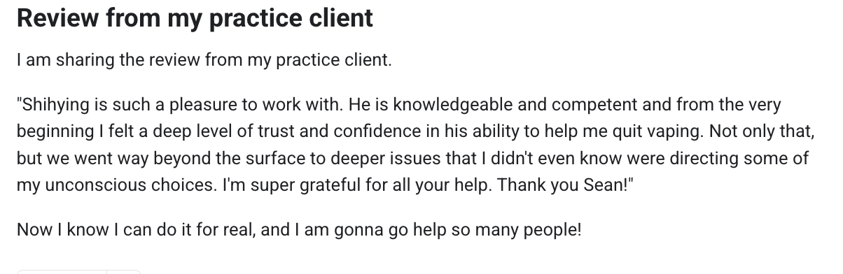 Client testimonial