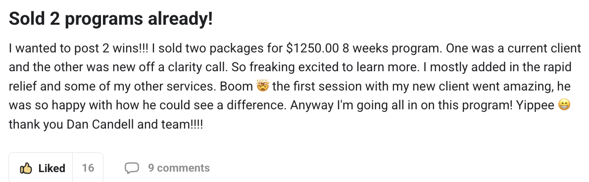 Client testimonial