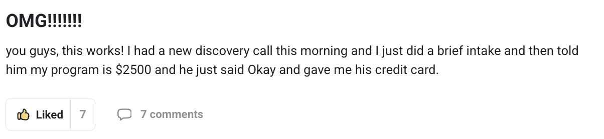 Client testimonial