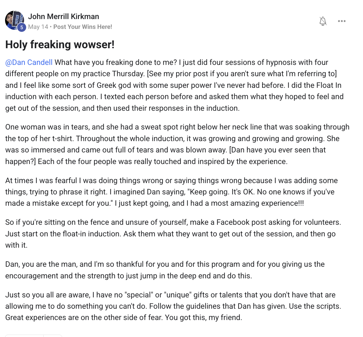 Client testimonial