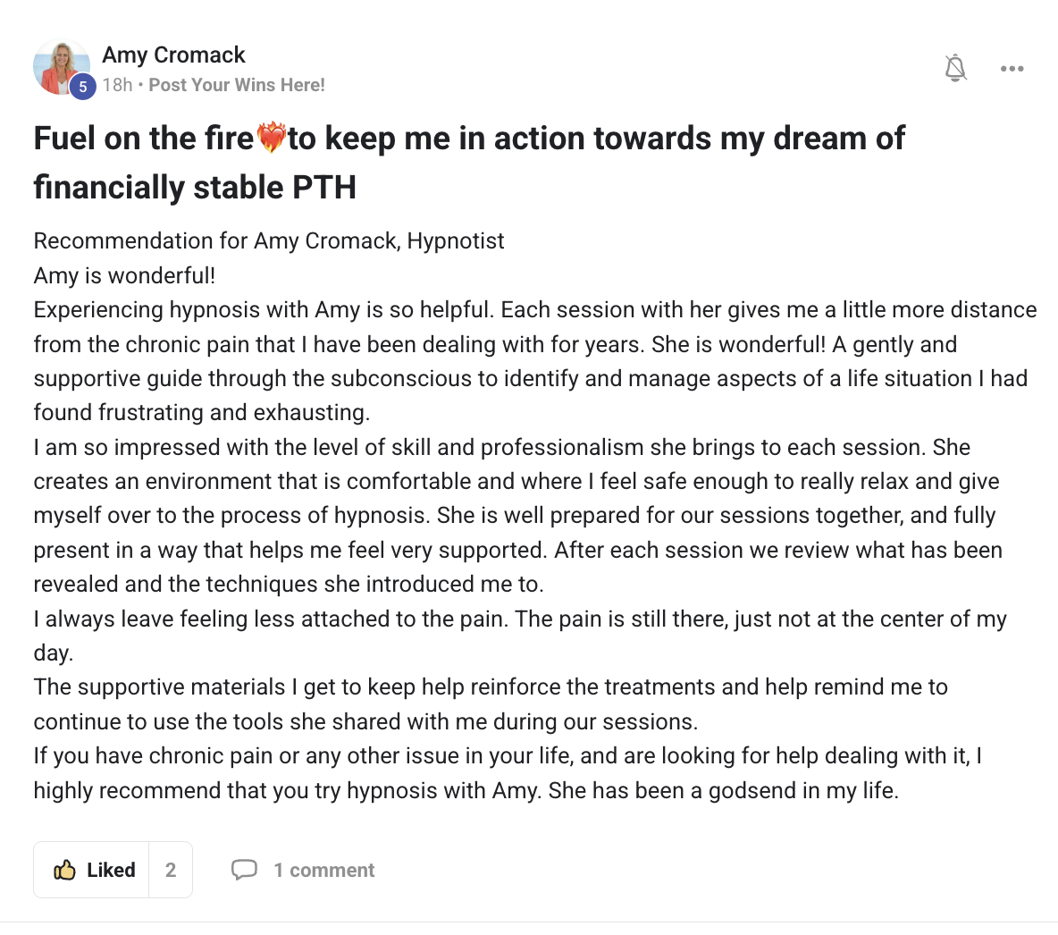 Client testimonial
