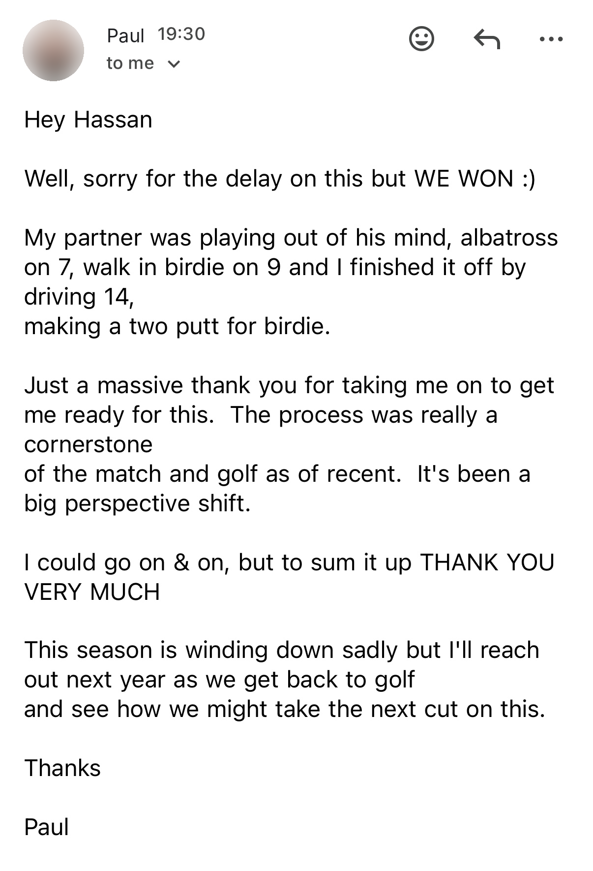 Email from the same player in the USA: sorry for the delay on this but we won