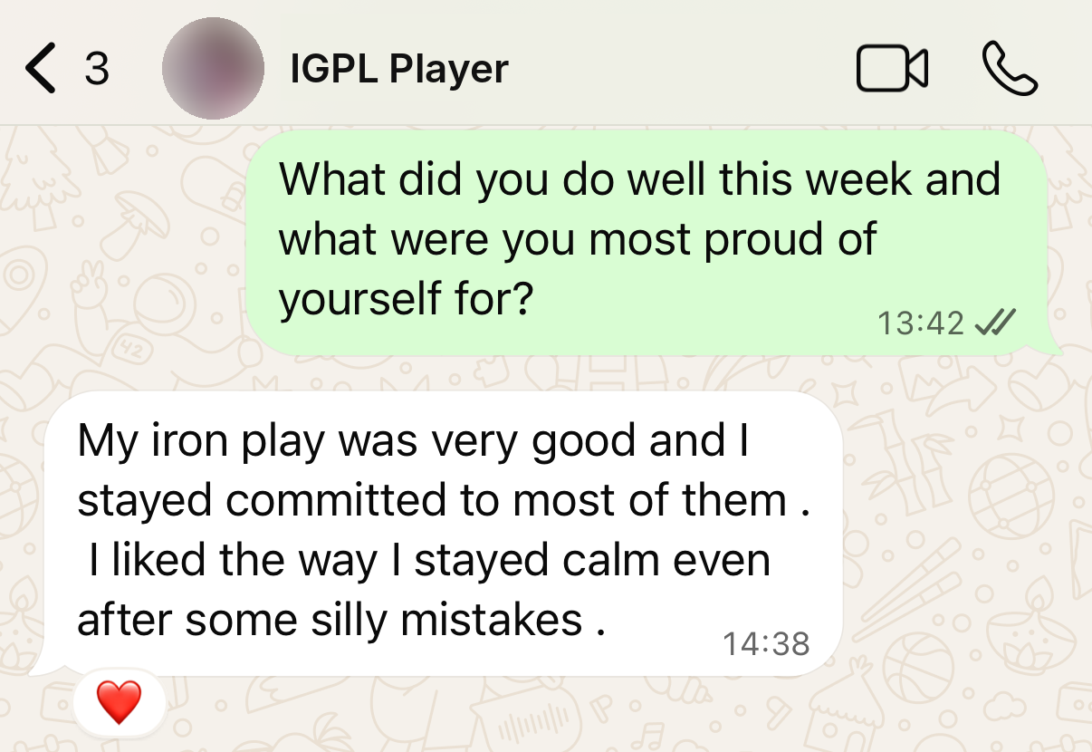 WhatsApp from the same IGPL player: I liked the way I stayed calm even after some silly mistakes