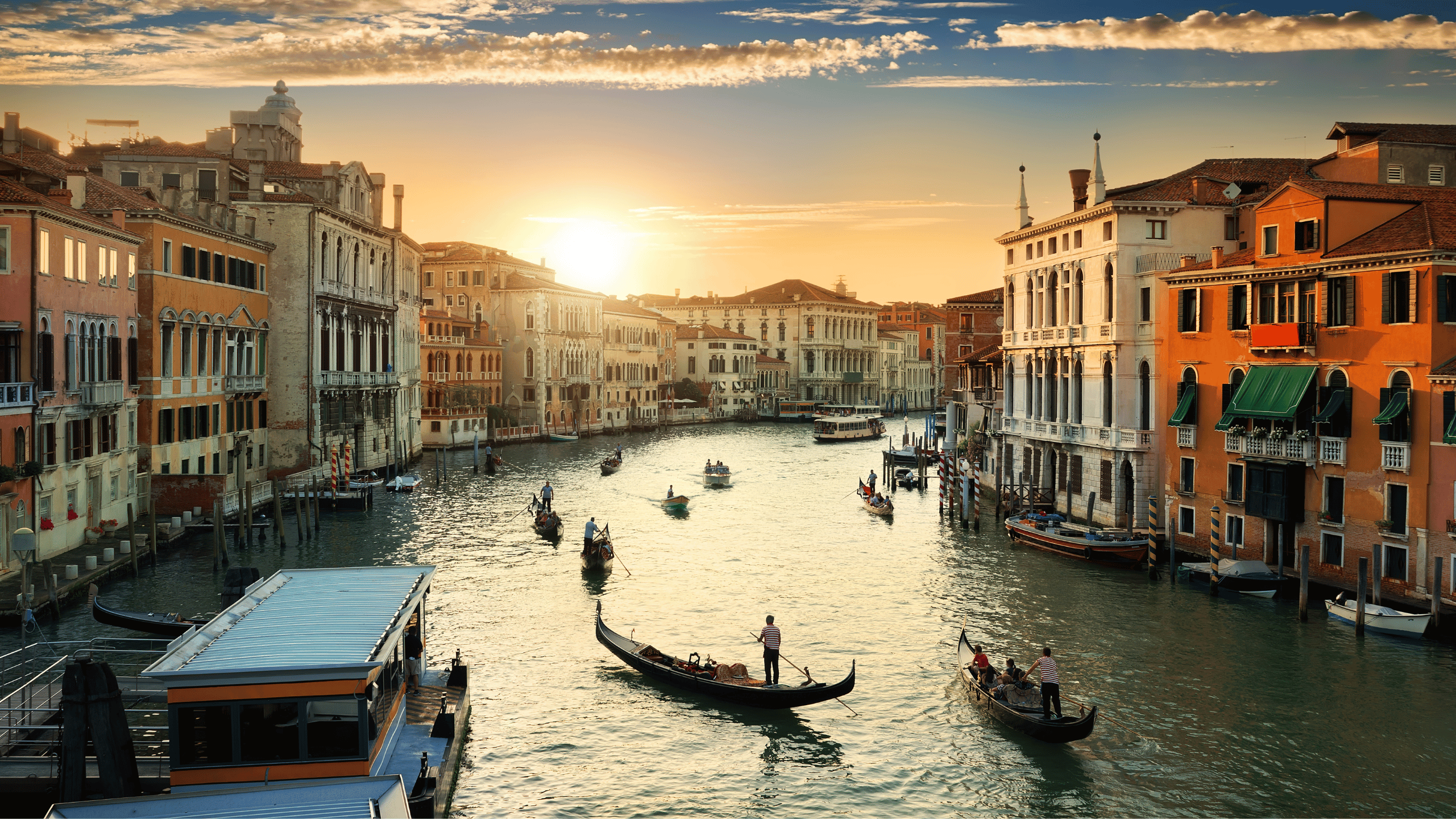 Venice gondola at sunset