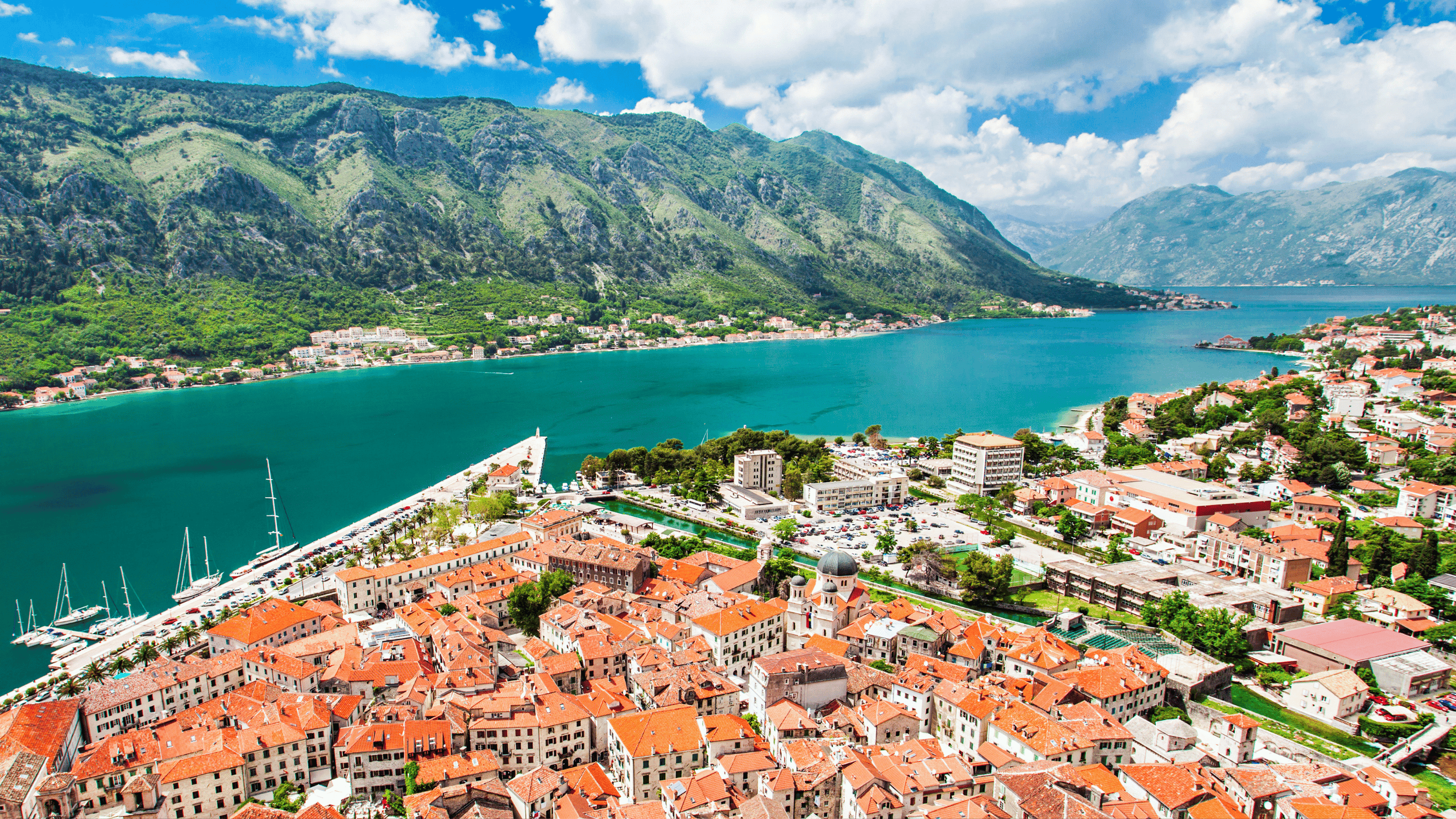 Kotor old town and bay view
