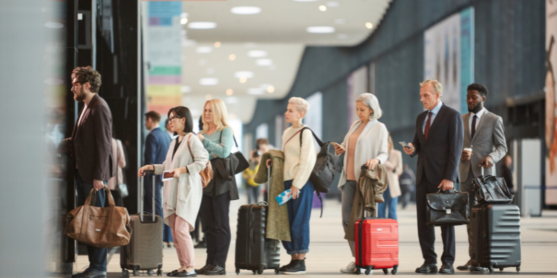 Long line at the airport