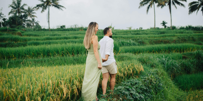 Couple in a rice field