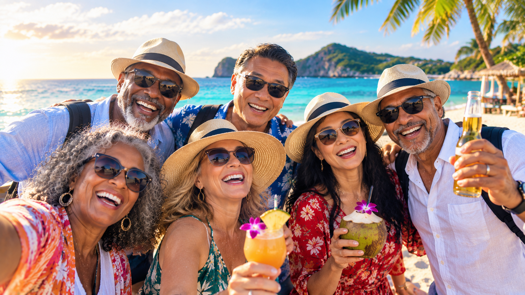 Joyful Tropical Beach Selfie Crew Joyful Tropical Beach Selfie Crew