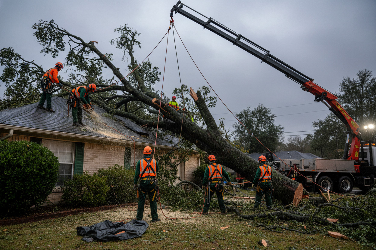 Emergency tree removal after a storm