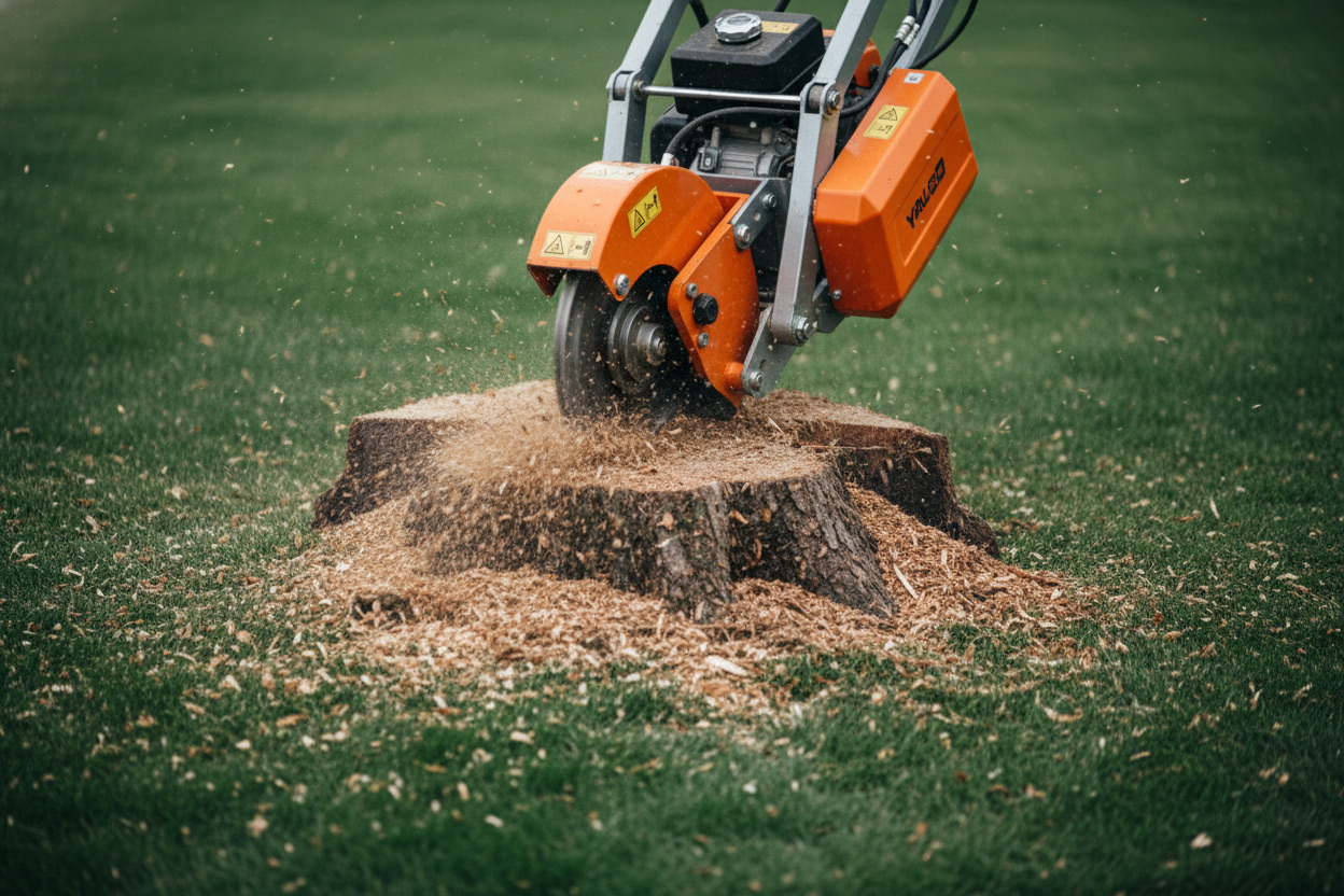 Stump grinding closeup