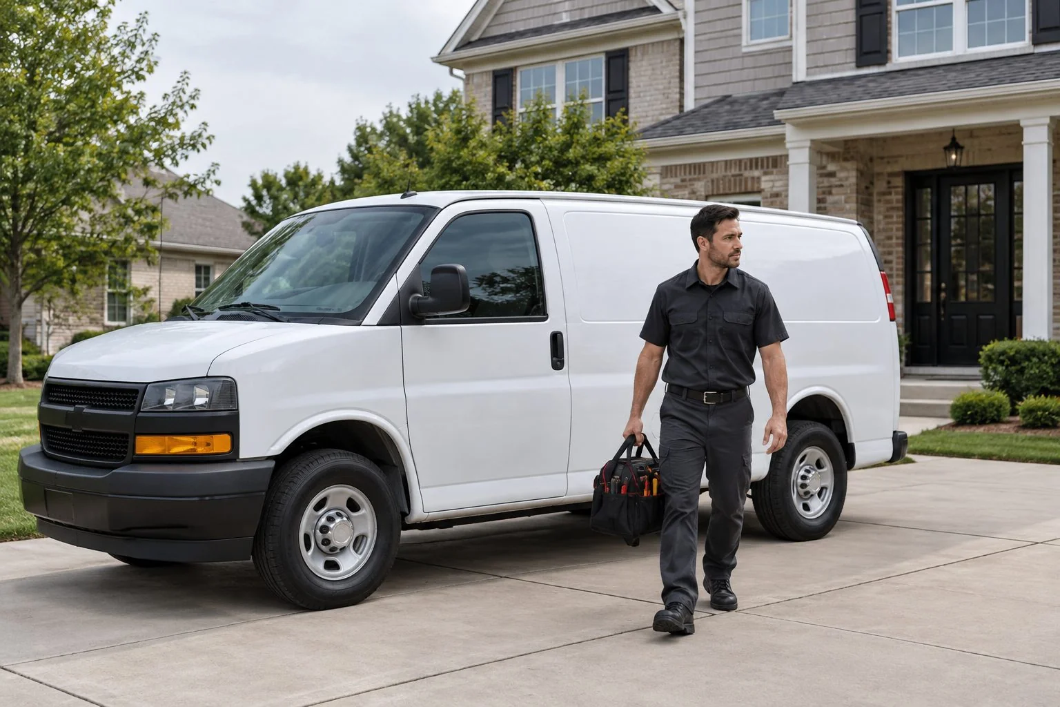 Wolf Help service van at a home in metro Atlanta