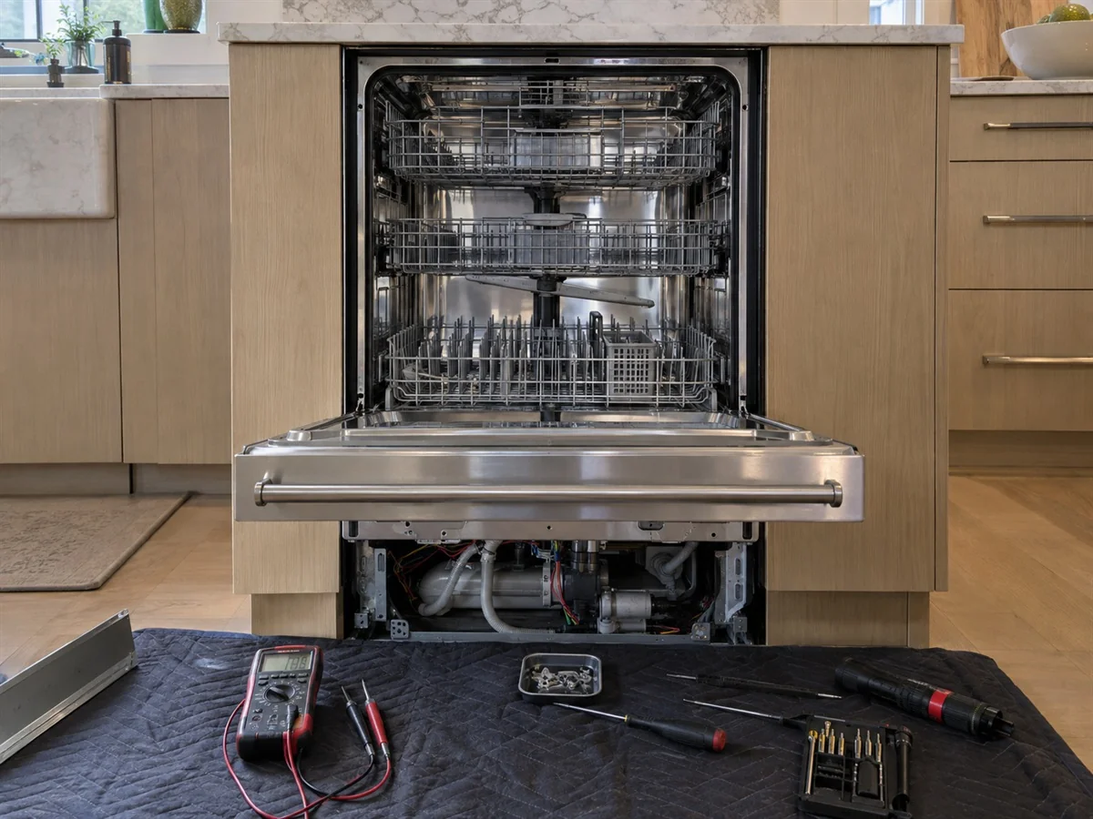 Water left in the tub — Cove DW2451WS dishwasher, Winter Park, Orlando, FL