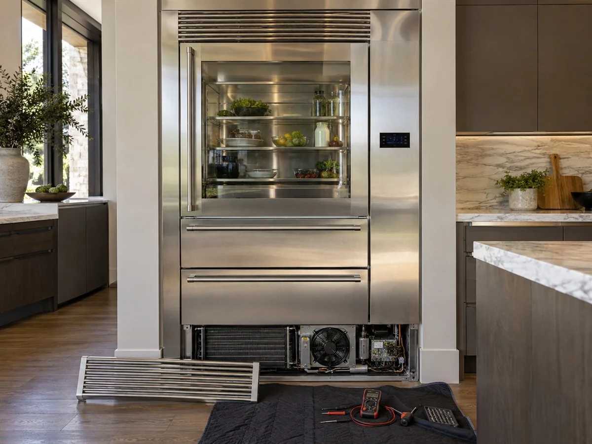 Fresh-food section running warm — Sub-Zero PRO4850G refrigerator/freezer, Buckhead, Atlanta, GA