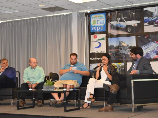 Rose Song Wang speaking on a panel at AltCar Expo in Santa Monica