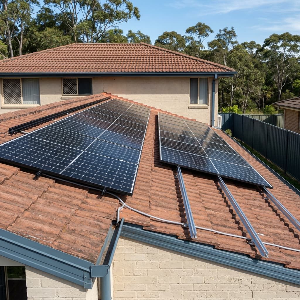 New solar panels added alongside an existing array on a Central Coast roof