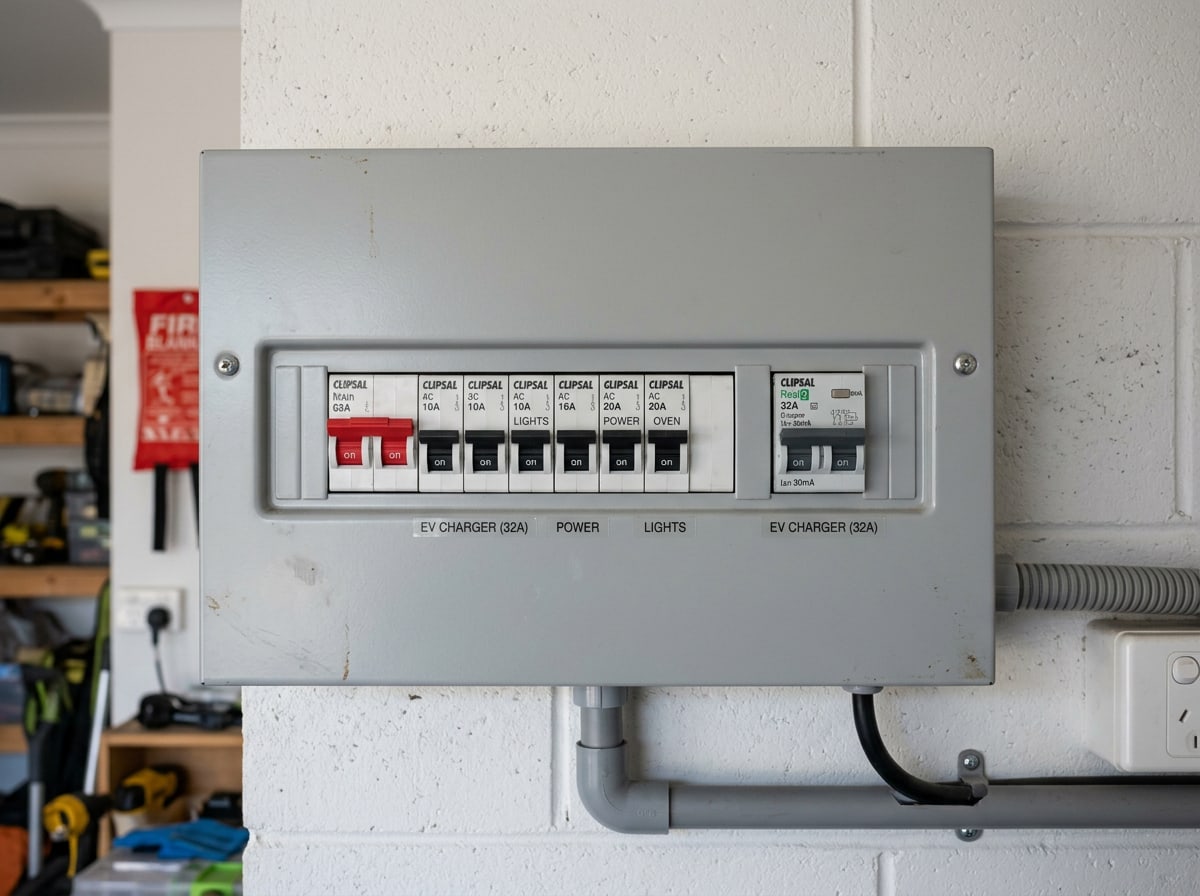 Upgraded EV-ready switchboard with a dedicated charger circuit on the Central Coast
