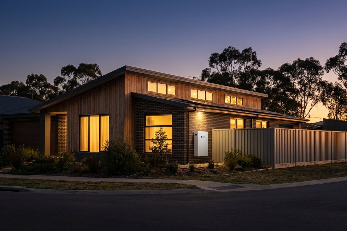 Battery backup power keeping the lights on in a Central Coast home at dusk
