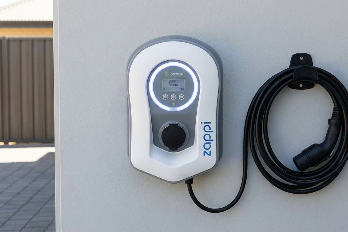 EV charger installed in a home garage