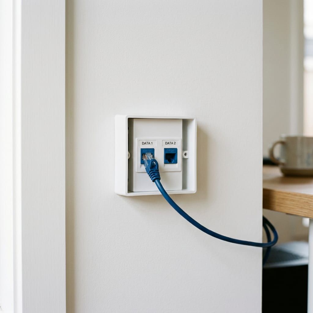 Neat hardwired network points in a home office