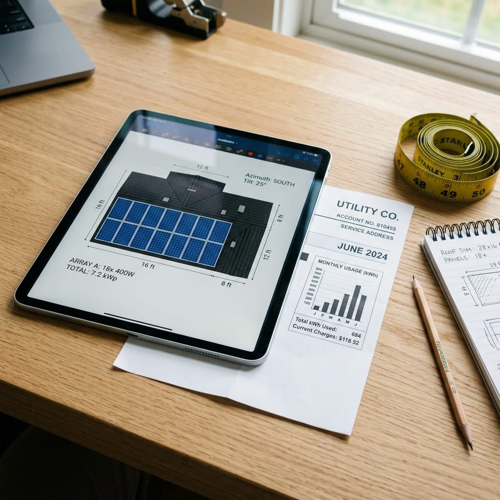 Solar system design review — roof layout and household power usage