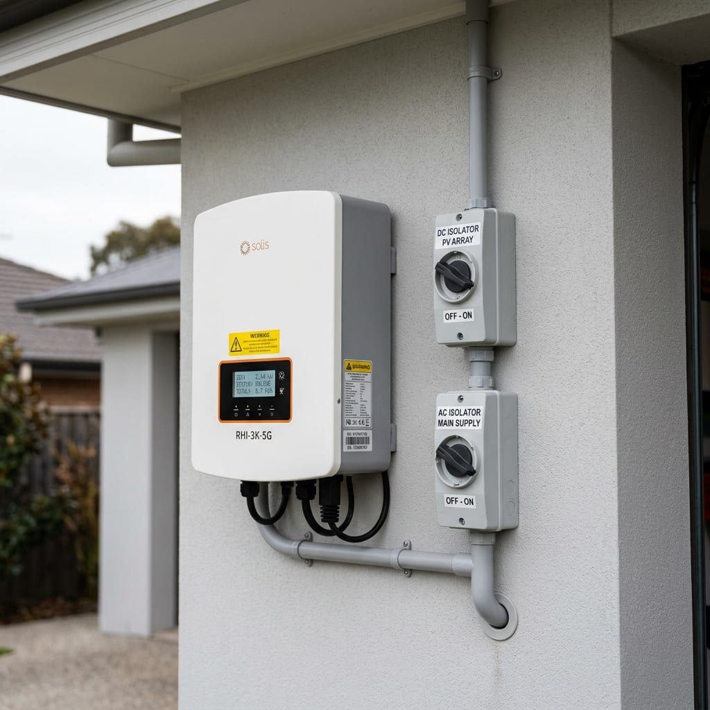 Solar inverter replacement wall-mounted in a Central Coast garage