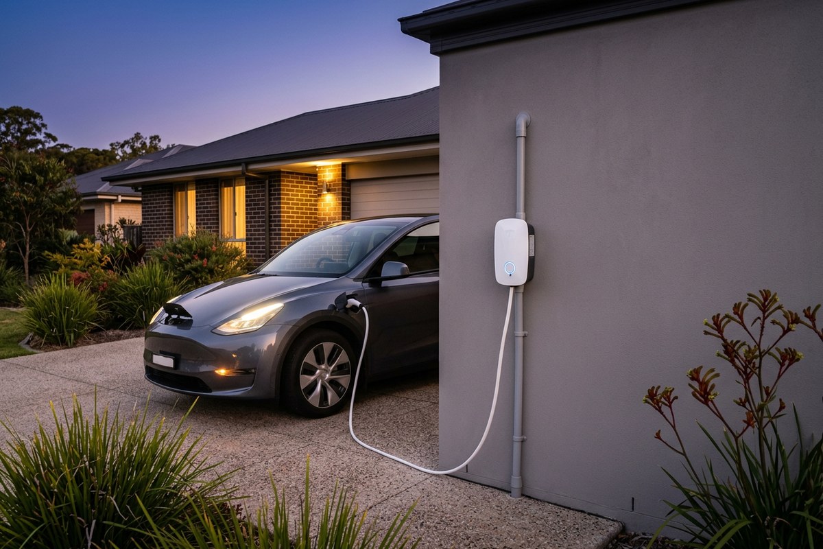 Home EV charger installed in a Terrigal garage