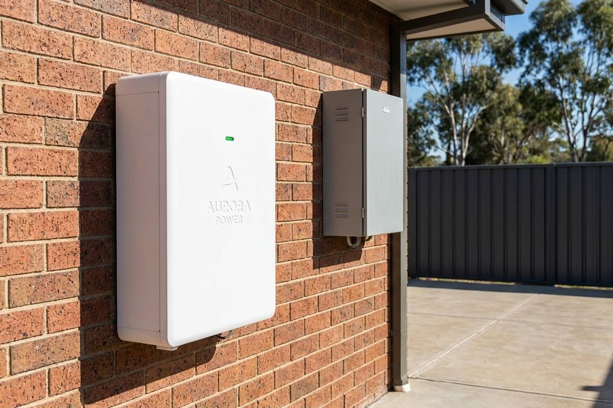 Solar battery installation on a Central Coast home — wall-mounted home battery beside switchboard