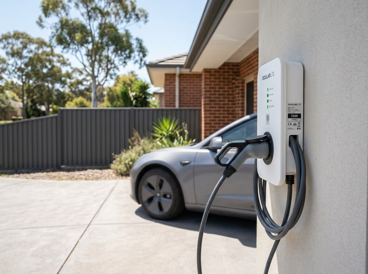 7kW home EV charger charging a car on a Central Coast driveway