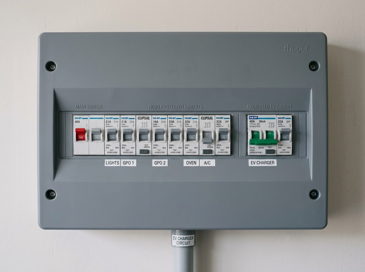 EV-ready switchboard with a dedicated charger circuit on the Central Coast