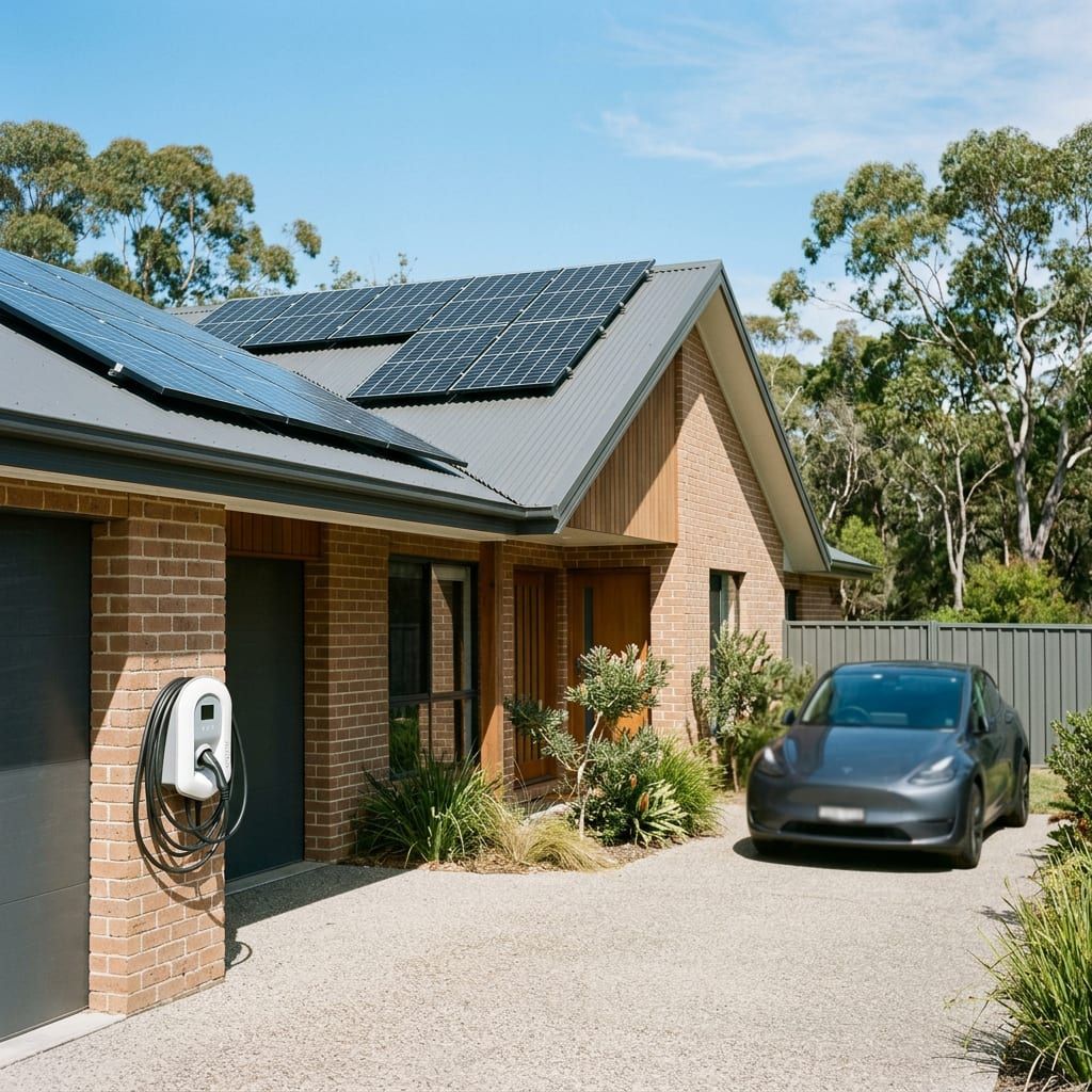 Solar-powered EV charging on a Central Coast driveway
