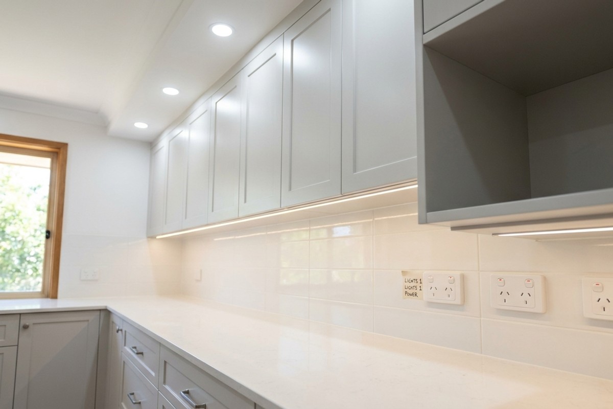 Renovation electrical work in a peninsula kitchen