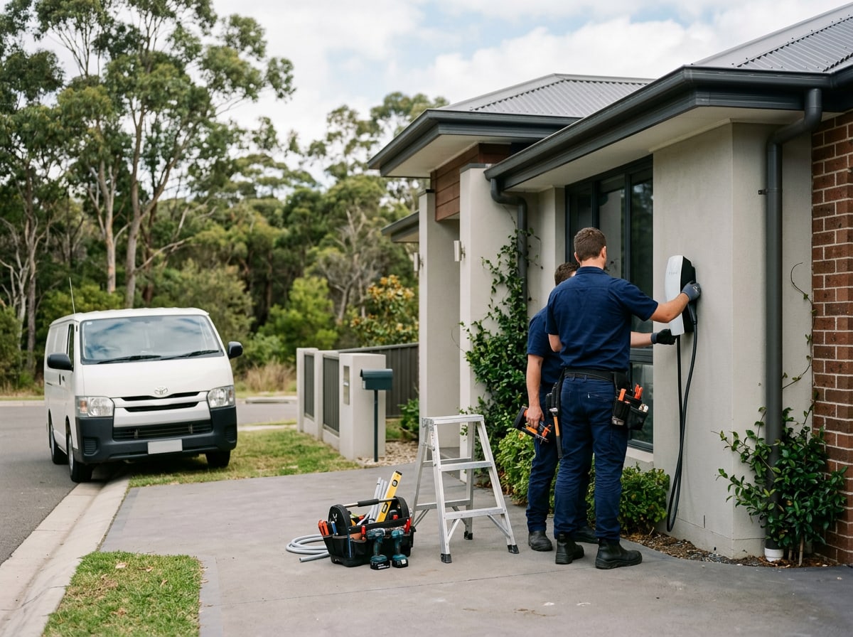 Central Coast electricians installing a home EV charger