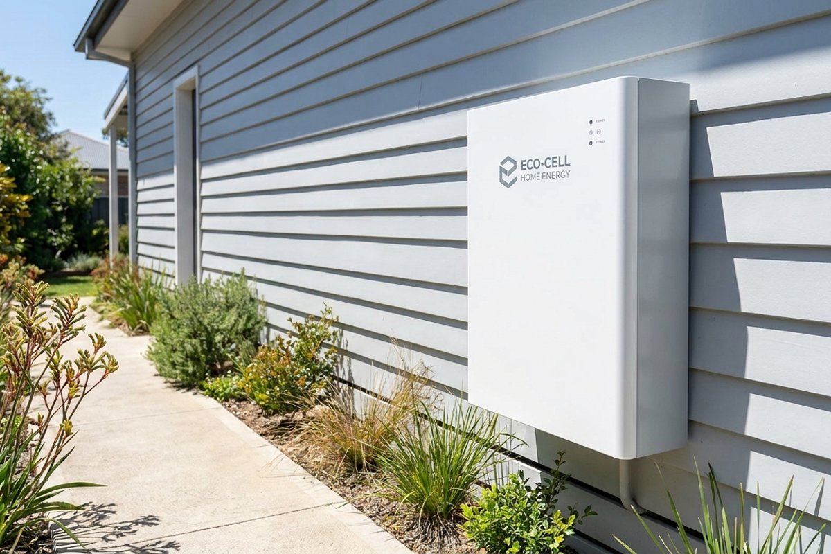 Wall-mounted home battery exterior installation, Central Coast