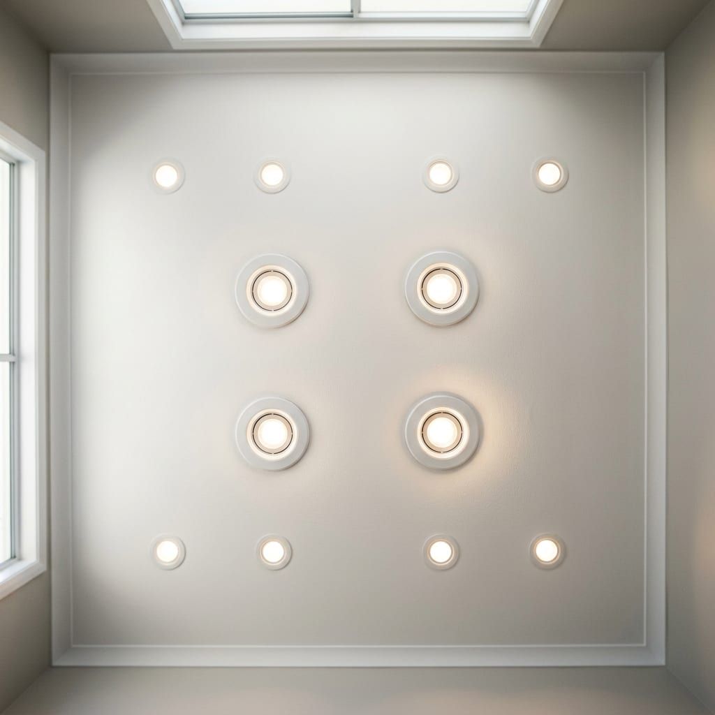 New LED downlights installed in a renovated coastal living room
