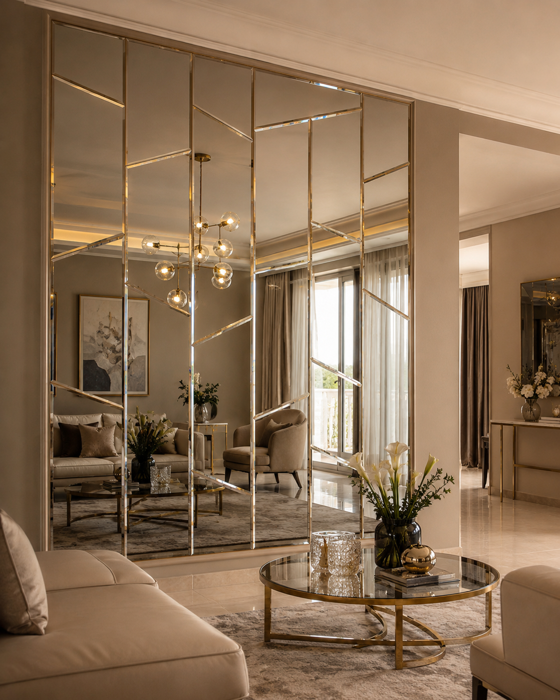 Custom wall mirror installation