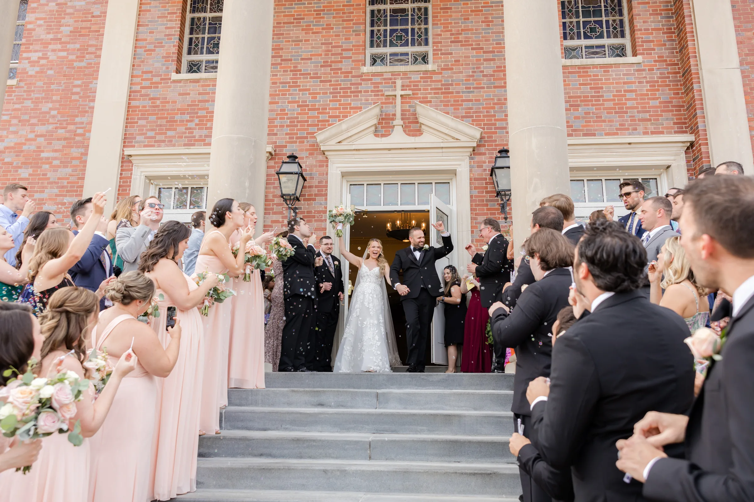Mary and Keith — wide ceremony from the balcony