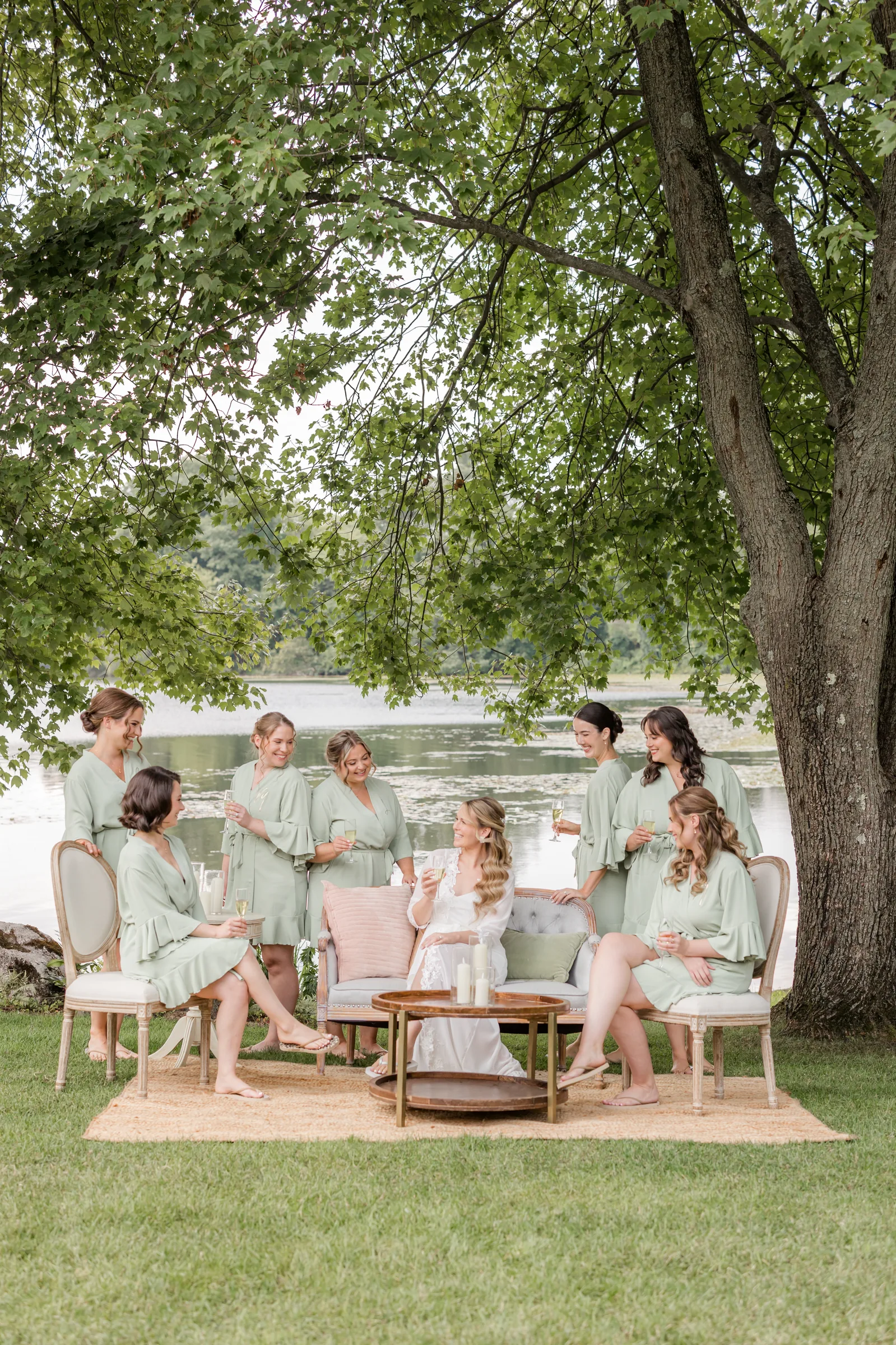 Mary and Keith — bridesmaids in the garden