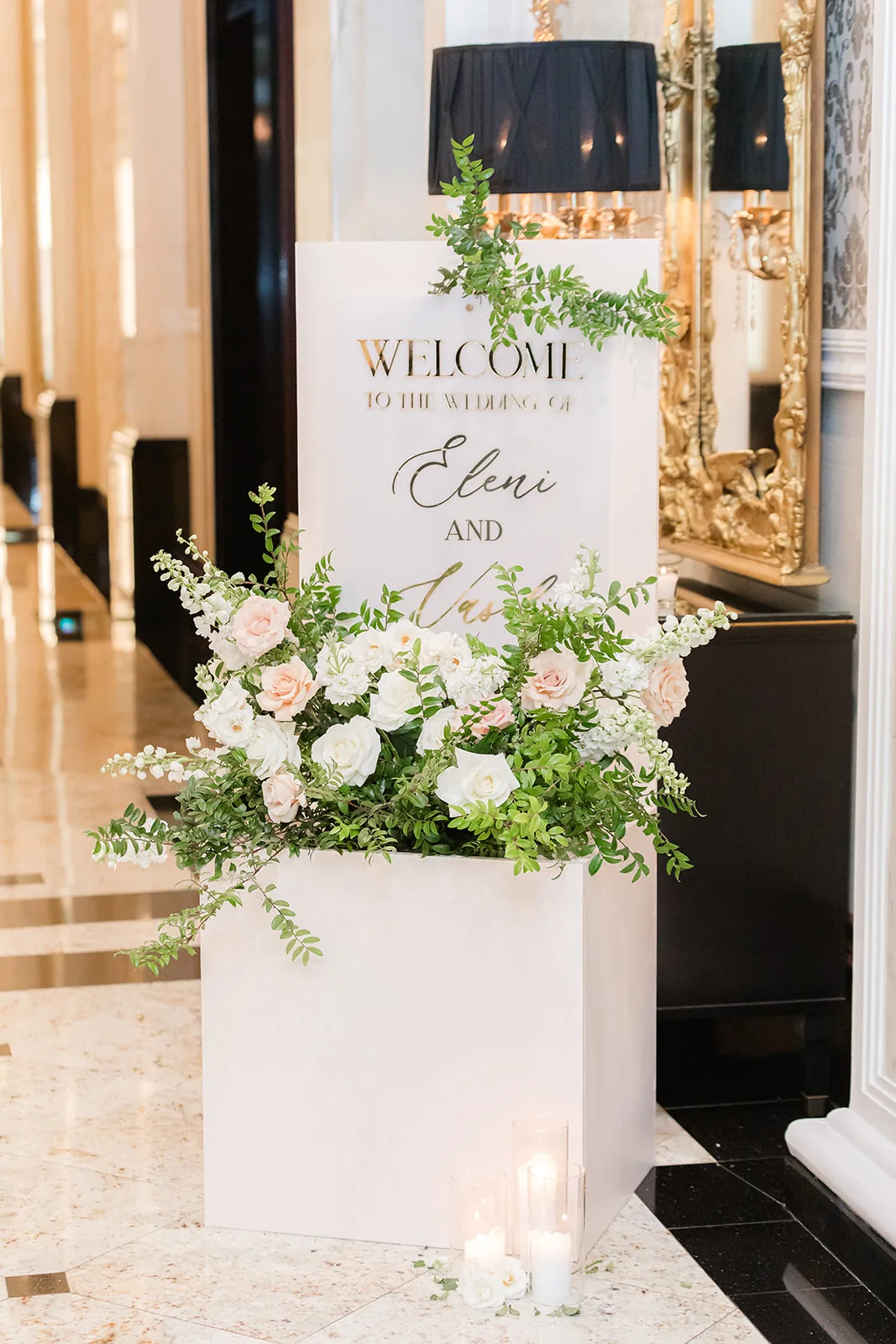 Eleni and Vasili — reception welcome signage