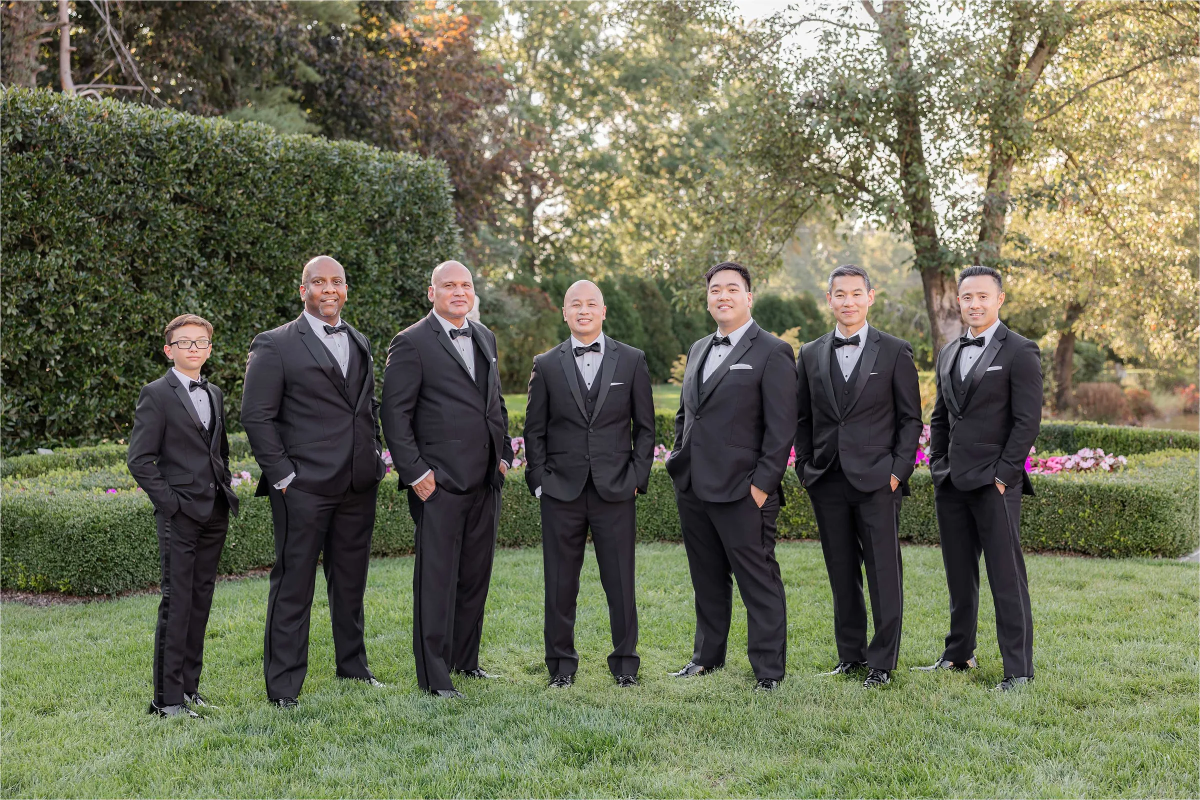 Stephanie and Cliff — bride and groom on the grand staircase
