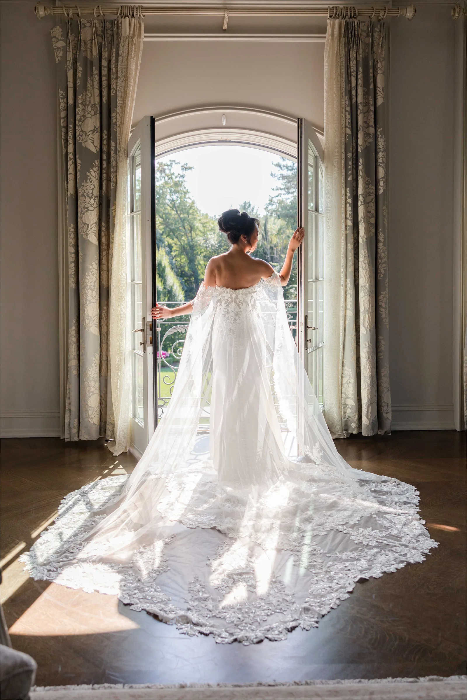 Stephanie and Cliff — bride at the chapel exit
