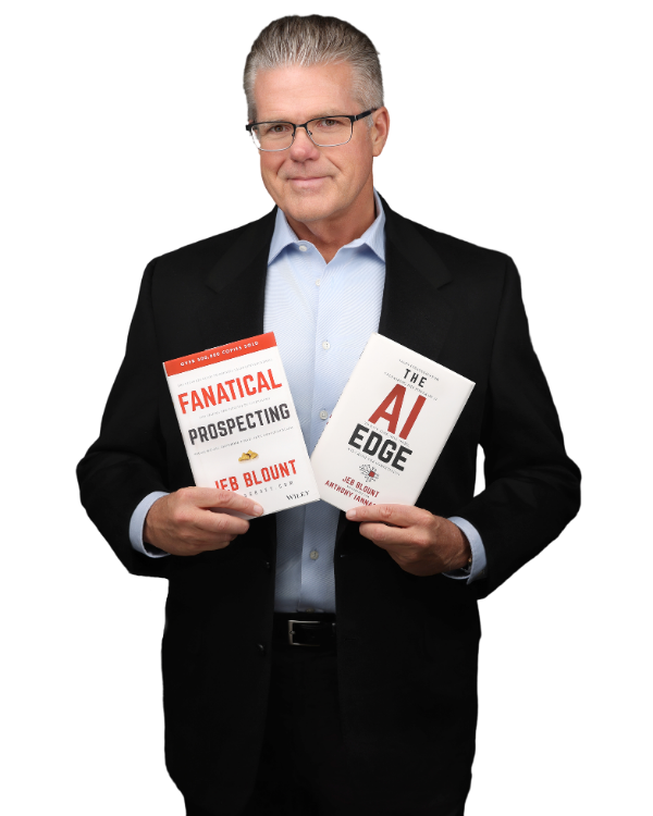 Bart Ratliff, Founder of Client Growth Strategies, holding Fanatical Prospecting and The AI Edge