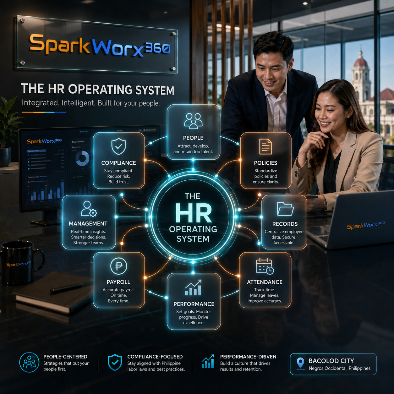 HR operating system for Bacolod businesses connecting people, policies, records, attendance, payroll, performance, compliance and management