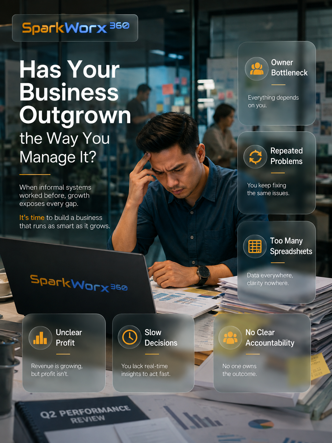 Signs a growing Bacolod business may have outgrown informal management including owner bottlenecks, repeated problems, spreadsheet dependence, unclear profitability, slow decisions and weak accountability