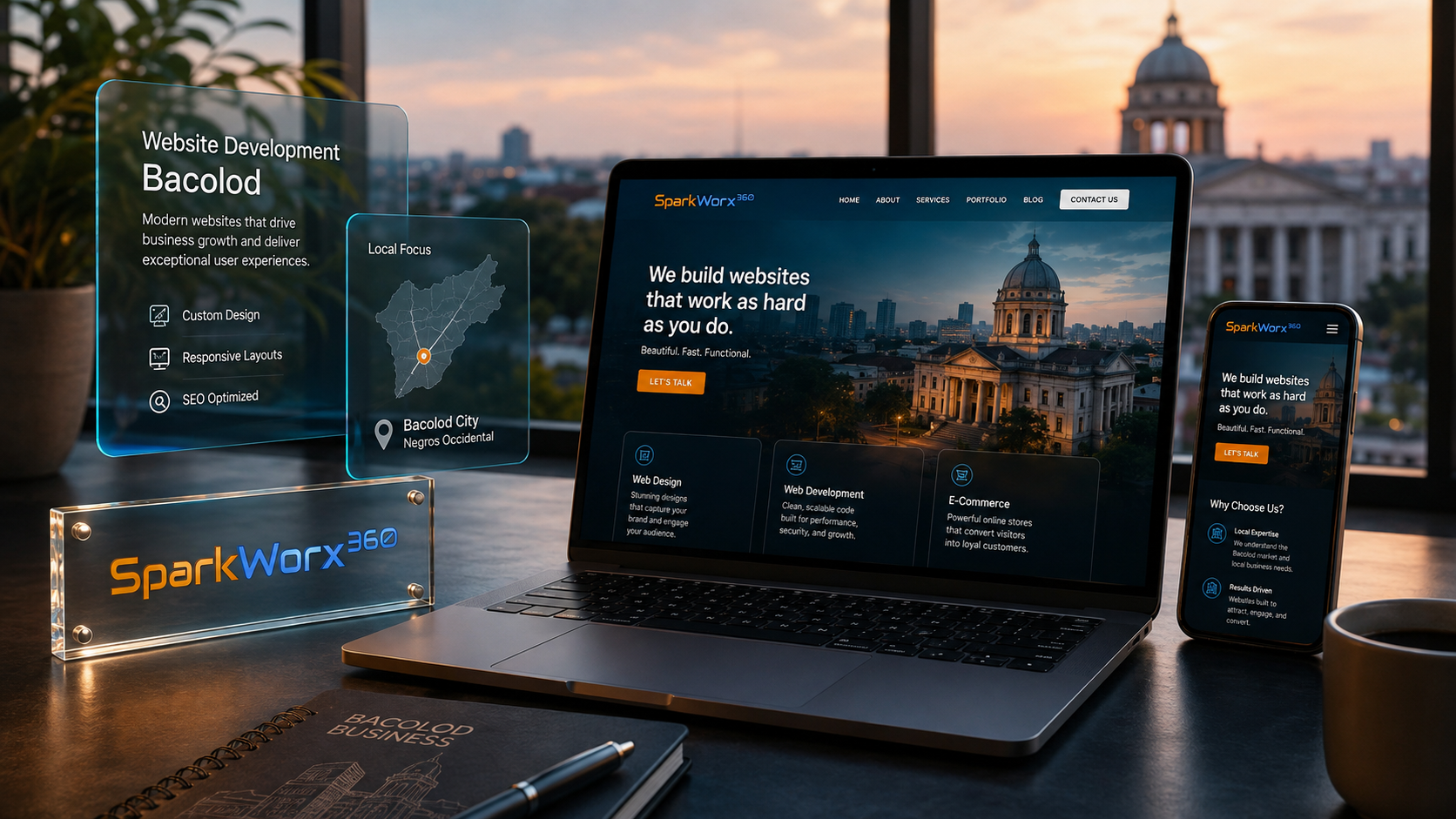 Website development blueprint in Bacolod covering goals, site structure, content, design, responsive development, SEO, launch and optimization