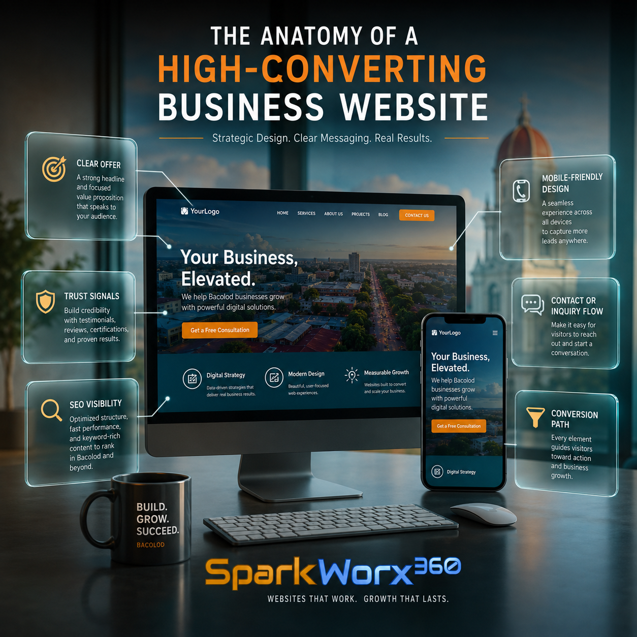 Website conversion path for Bacolod businesses from search or social discovery through website understanding, trust, comparison and customer action