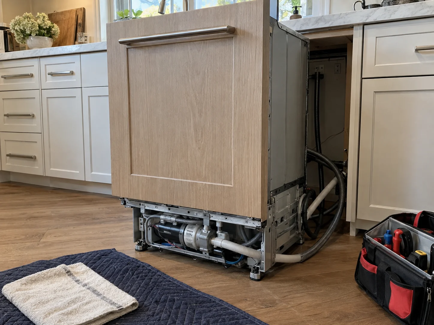 Cove DW2450 panel-ready dishwasher after circulation repair