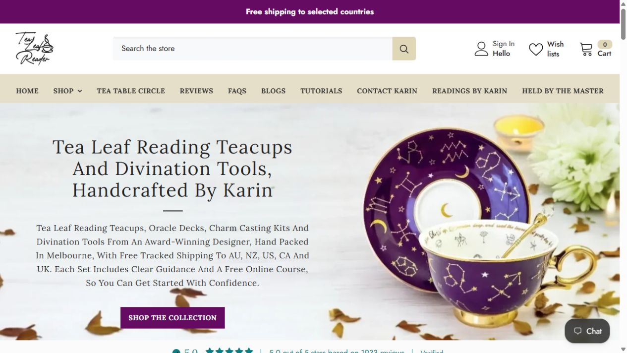 Tea Leaf Reader store homepage